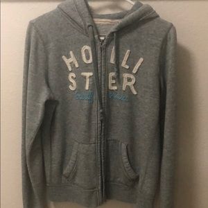 Grey Hollister Zip Up with Hoodie